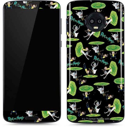 Adult Swim Rick and Morty Portal Pattern Moto G6 Skin