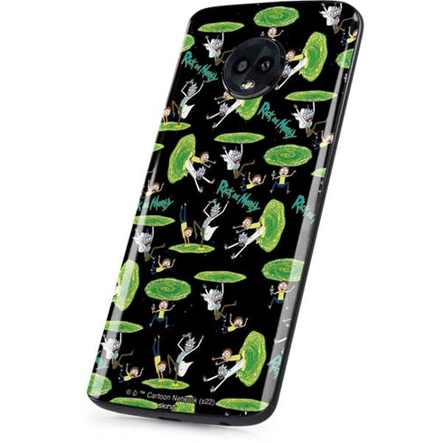 Adult Swim Rick and Morty Portal Pattern Moto G6 Skin