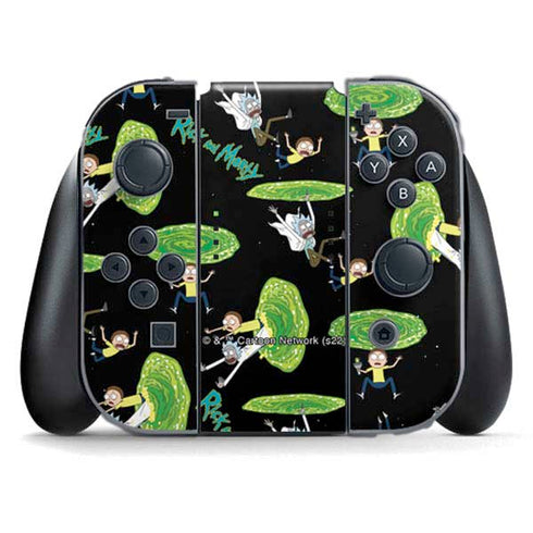 Adult Swim Rick and Morty Portal Pattern Nintendo Switch (2017-2021) Joy-Con Controller Skin