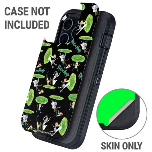 Adult Swim Rick and Morty Portal Pattern Otterbox Defender iPhone Skin