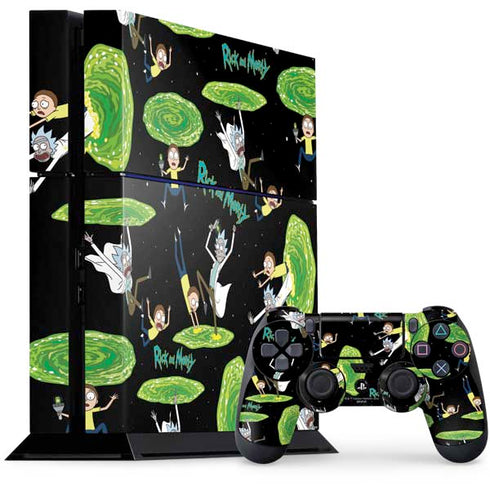 Adult Swim Rick and Morty Portal Pattern PS4 Console and Controller Bundle Skin