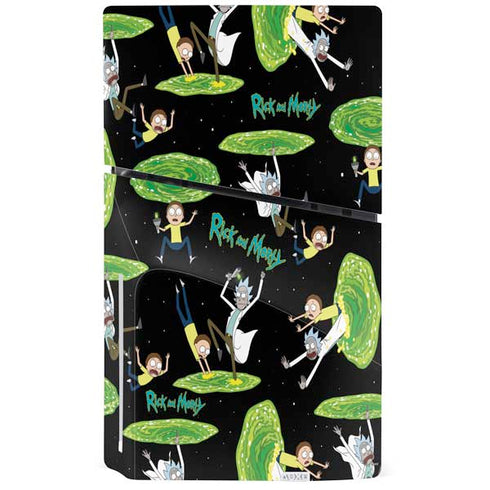 Adult Swim Rick and Morty Portal Pattern PS5 Slim Disk Bundle Skin
