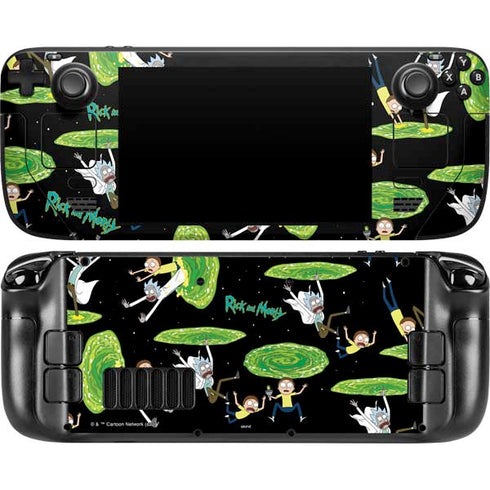 Adult Swim Rick and Morty Portal Pattern Steam Deck Handheld Gaming Computer Skin