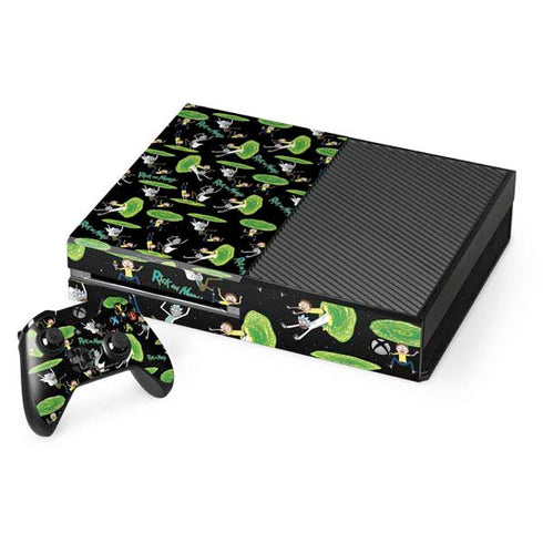 Adult Swim Rick and Morty Portal Pattern Xbox One Console and Controller Bundle Skin