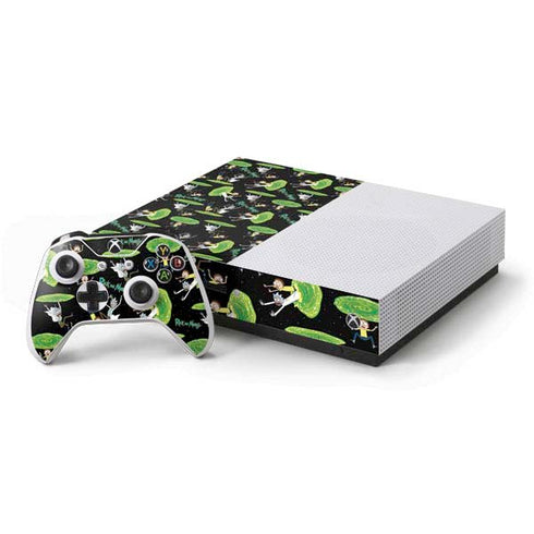 Adult Swim Rick and Morty Portal Pattern Xbox One S Console and Controller Bundle Skin