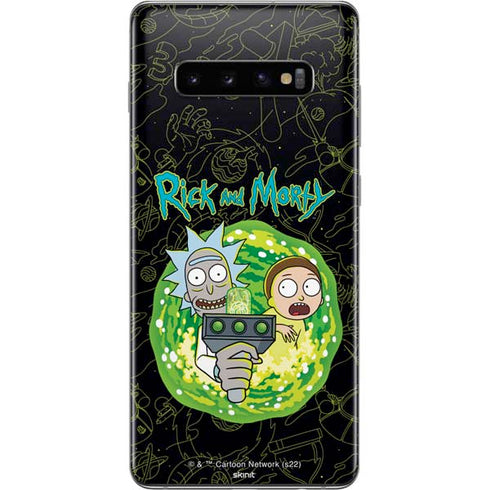 Adult Swim Rick and Morty Portal Travel Galaxy S10 Plus Skin