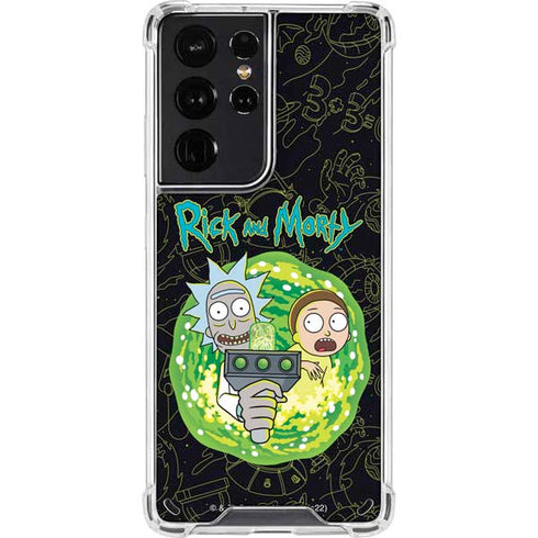 Adult Swim Rick and Morty Portal Travel Galaxy S21 Ultra 5G Clear Case