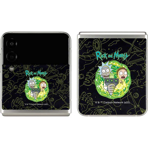 Adult Swim Rick and Morty Portal Travel Galaxy Z Flip3 5G Skin