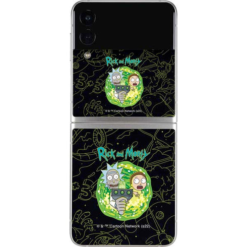Adult Swim Rick and Morty Portal Travel Galaxy Z Flip3 5G Skin