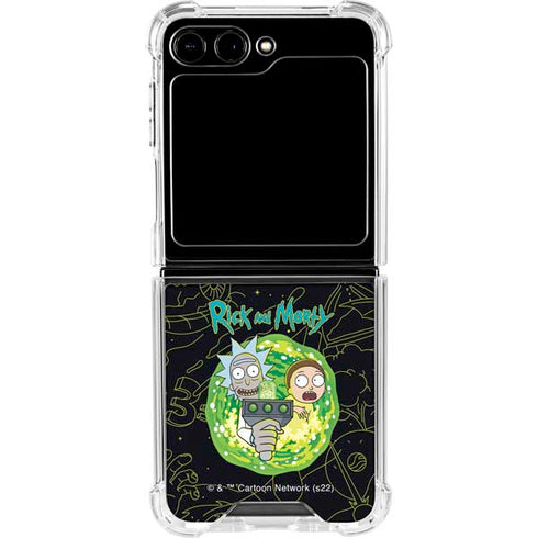 Adult Swim Rick and Morty Portal Travel Galaxy Z Flip5 5G Clear Case
