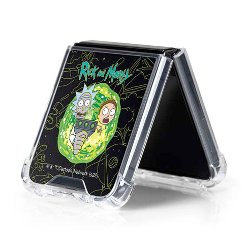 Adult Swim Rick and Morty Portal Travel Galaxy Z Flip5 5G Clear Case