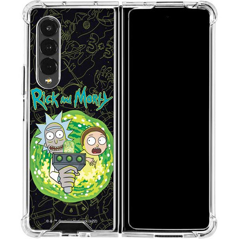 Adult Swim Rick and Morty Portal Travel Galaxy Z Fold4 5G Clear Case