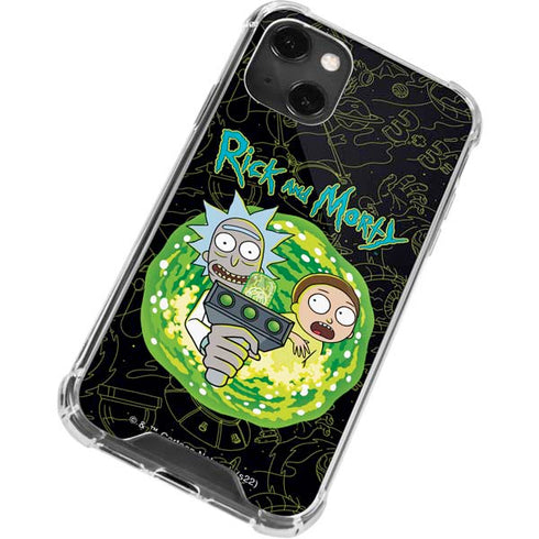 Adult Swim Rick and Morty Portal Travel iPhone 14 Plus Clear Case