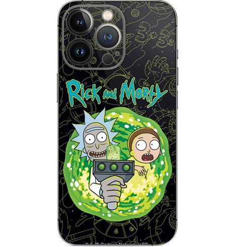Adult Swim Rick and Morty Portal Travel iPhone 14 Pro Skin