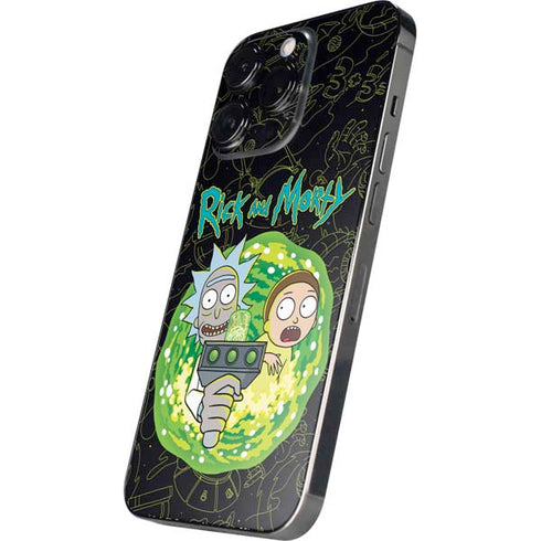 Adult Swim Rick and Morty Portal Travel iPhone 14 Pro Skin