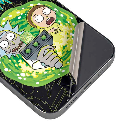 Adult Swim Rick and Morty Portal Travel iPhone 14 Pro Skin