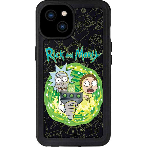 Adult Swim Rick and Morty Portal Travel iPhone 15 Plus Waterproof Case