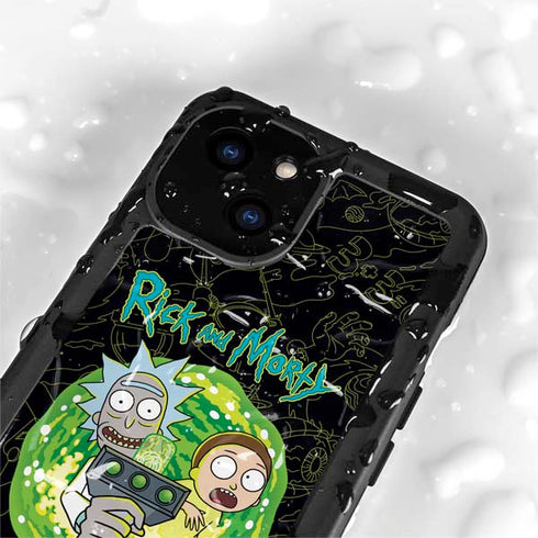 Adult Swim Rick and Morty Portal Travel iPhone 15 Plus Waterproof Case
