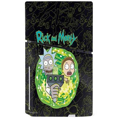 Adult Swim Rick and Morty Portal Travel PS5 Slim Disk Bundle Skin