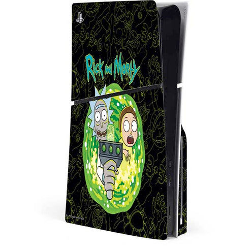 Adult Swim Rick and Morty Portal Travel PS5 Slim Disk Console Skin