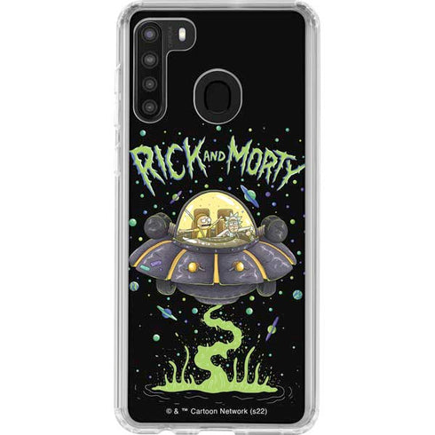Adult Swim Rick and Morty Spaceship Galaxy A21 Clear Case