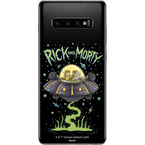 Adult Swim Rick and Morty Spaceship Galaxy S10 Plus Skin