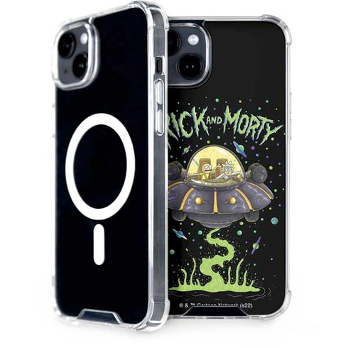 Adult Swim Rick and Morty Spaceship iPhone 15 Plus MagSafe Case