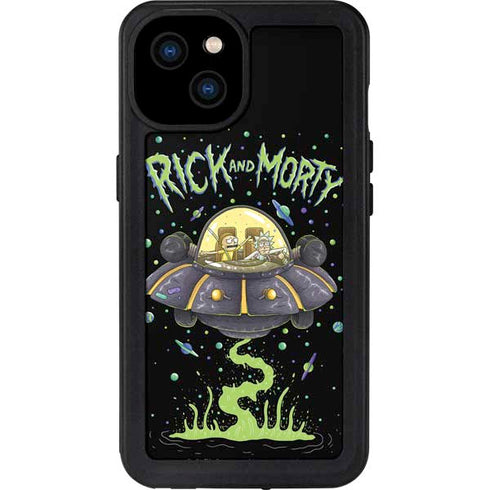 Adult Swim Rick and Morty Spaceship iPhone 15 Plus Waterproof Case