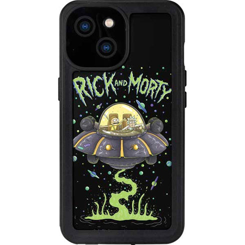 Adult Swim Rick and Morty Spaceship iPhone 15 Waterproof Case