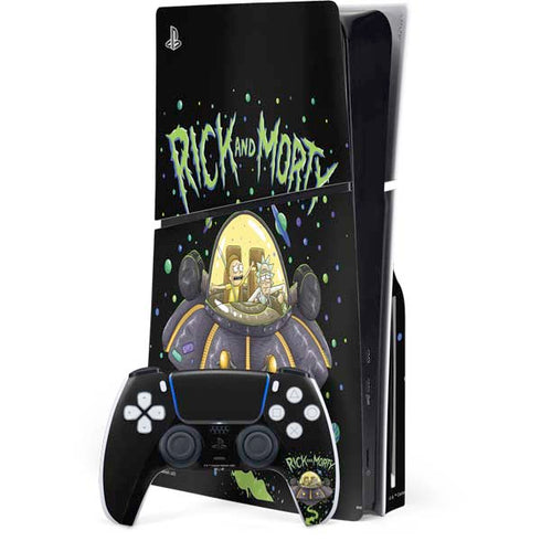 Adult Swim Rick and Morty Spaceship PS5 Slim Disk Bundle Skin