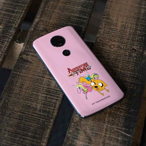 Adult Swim Adventure Time Riding in a Unicorn Moto E5 Plus Skin