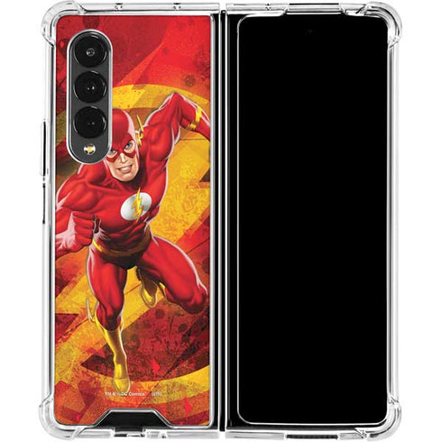 DC Comics The Flash Action Pose Galaxy Z Fold4 5G Clear Case