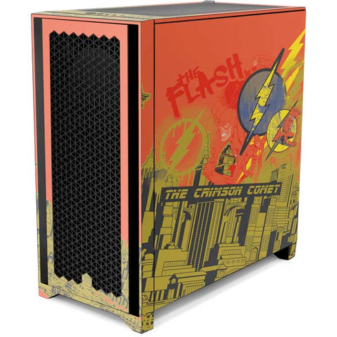 DC Comics The Flash City Collage Art Corsair 4000D Tempered Glass Mid-Tower ATX Case Skin