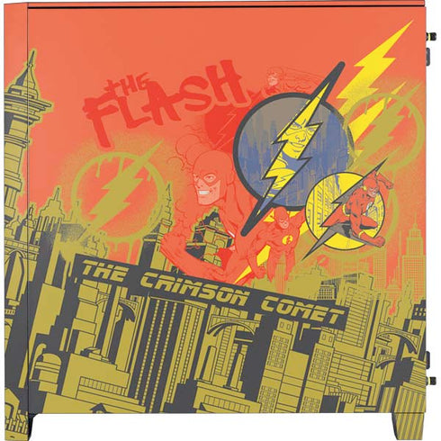 DC Comics The Flash City Collage Art Corsair 4000D Tempered Glass Mid-Tower ATX Case Skin