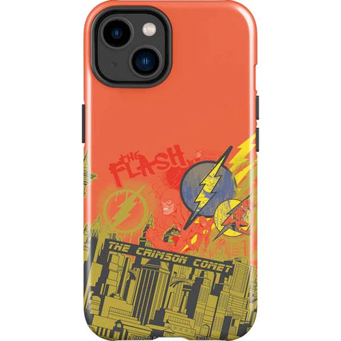 DC Comics The Flash City Collage Art iPhone 15 Plus Impact Case