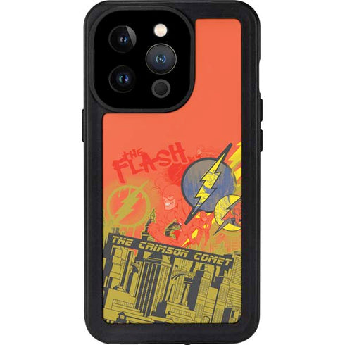 DC Comics The Flash City Collage Art iPhone 14 Pro Waterproof Case