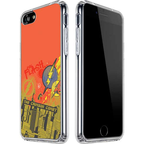 DC Comics The Flash City Collage Art iPhone SE (2nd & 3rd Gen) Clear Case