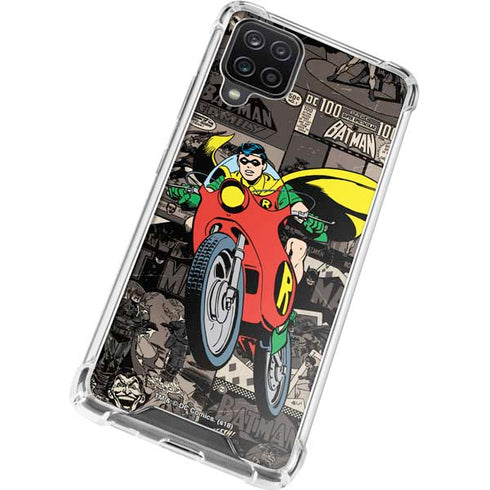 DC Comics Robin Vintage Action pose pattern Galaxy A12 Clear Case