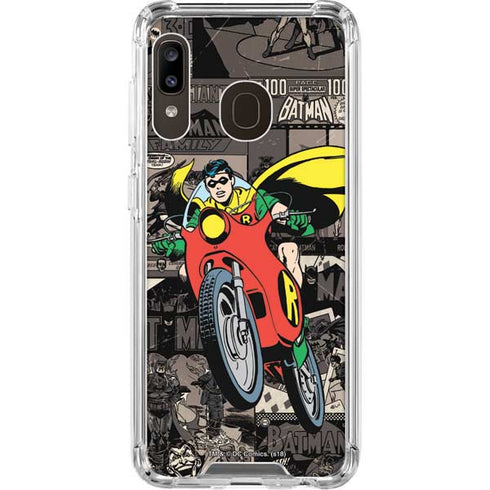 DC Comics Robin Vintage Action pose pattern Galaxy A30 Clear Case
