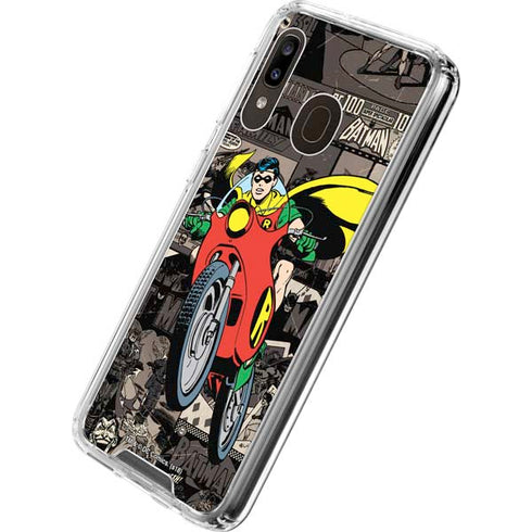 DC Comics Robin Vintage Action pose pattern Galaxy A30 Clear Case