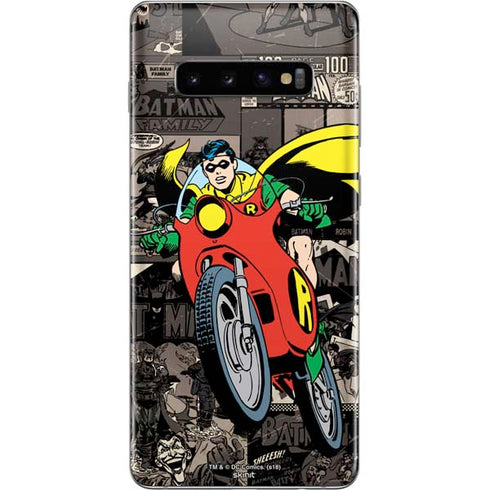 DC Comics Robin Vintage Action pose pattern Galaxy S10 Plus Skin