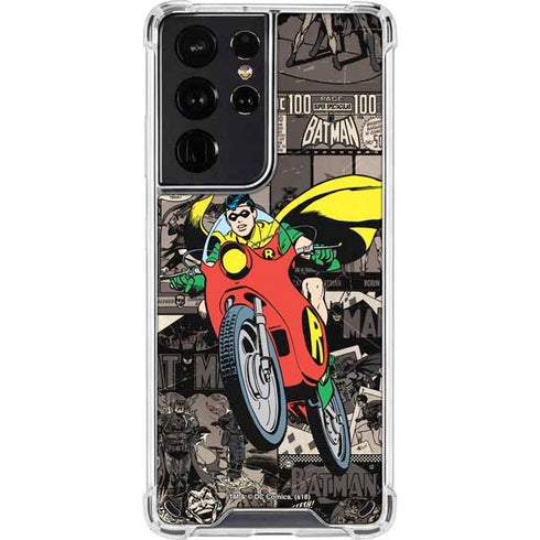 DC Comics Robin Vintage Action pose pattern Galaxy S21 Ultra 5G Clear Case