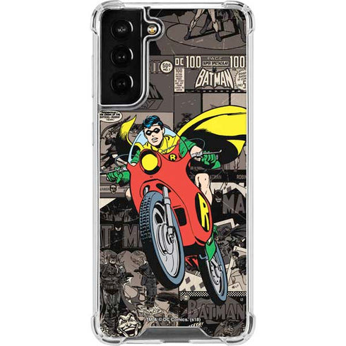 DC Comics Robin Vintage Action pose pattern Galaxy S22 Plus Clear Case
