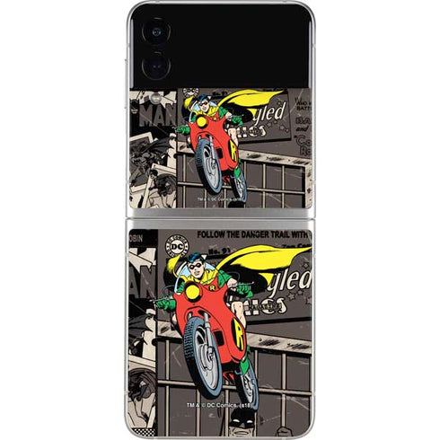 DC Comics Robin Vintage Action pose pattern Galaxy Z Flip3 5G Skin