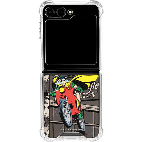 DC Comics Robin Vintage Action pose pattern Galaxy Z Flip5 5G Clear Case