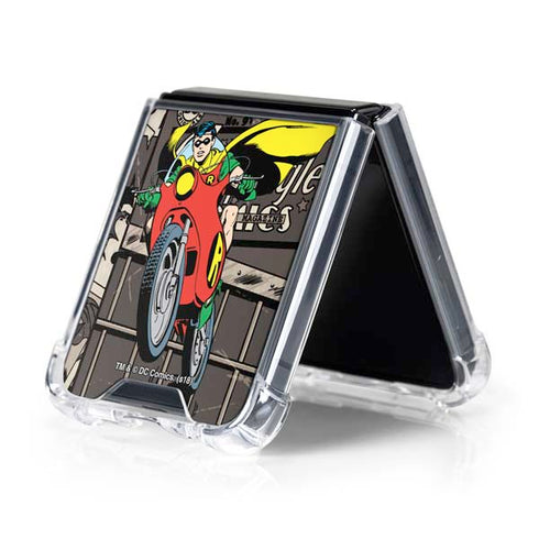 DC Comics Robin Vintage Action pose pattern Galaxy Z Flip5 5G Clear Case