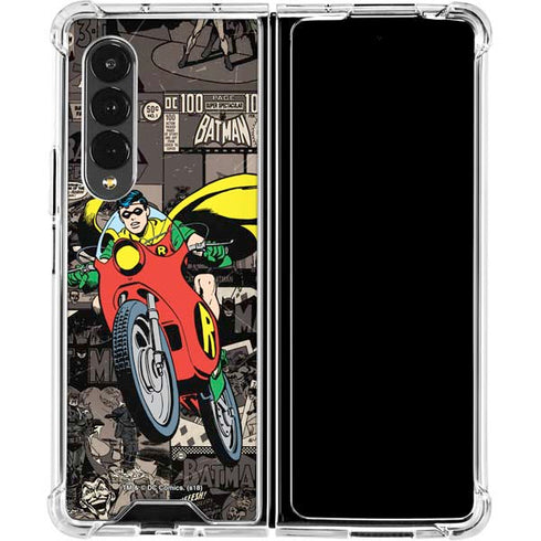 DC Comics Robin Vintage Action pose pattern Galaxy Z Fold4 5G Clear Case