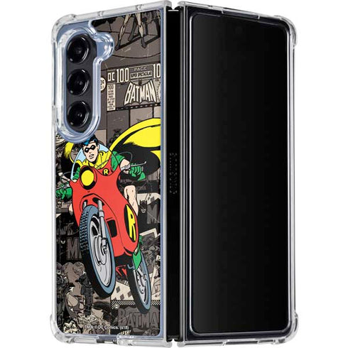 DC Comics Robin Vintage Action pose pattern Galaxy Z Fold5 5G Clear Case