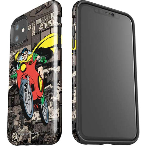 DC Comics Robin Vintage Action pose pattern iPhone 11 Impact Case