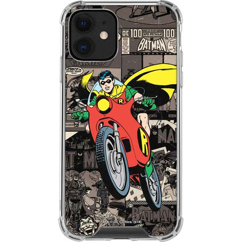 DC Comics Robin Vintage Action pose pattern iPhone 12 Clear Case